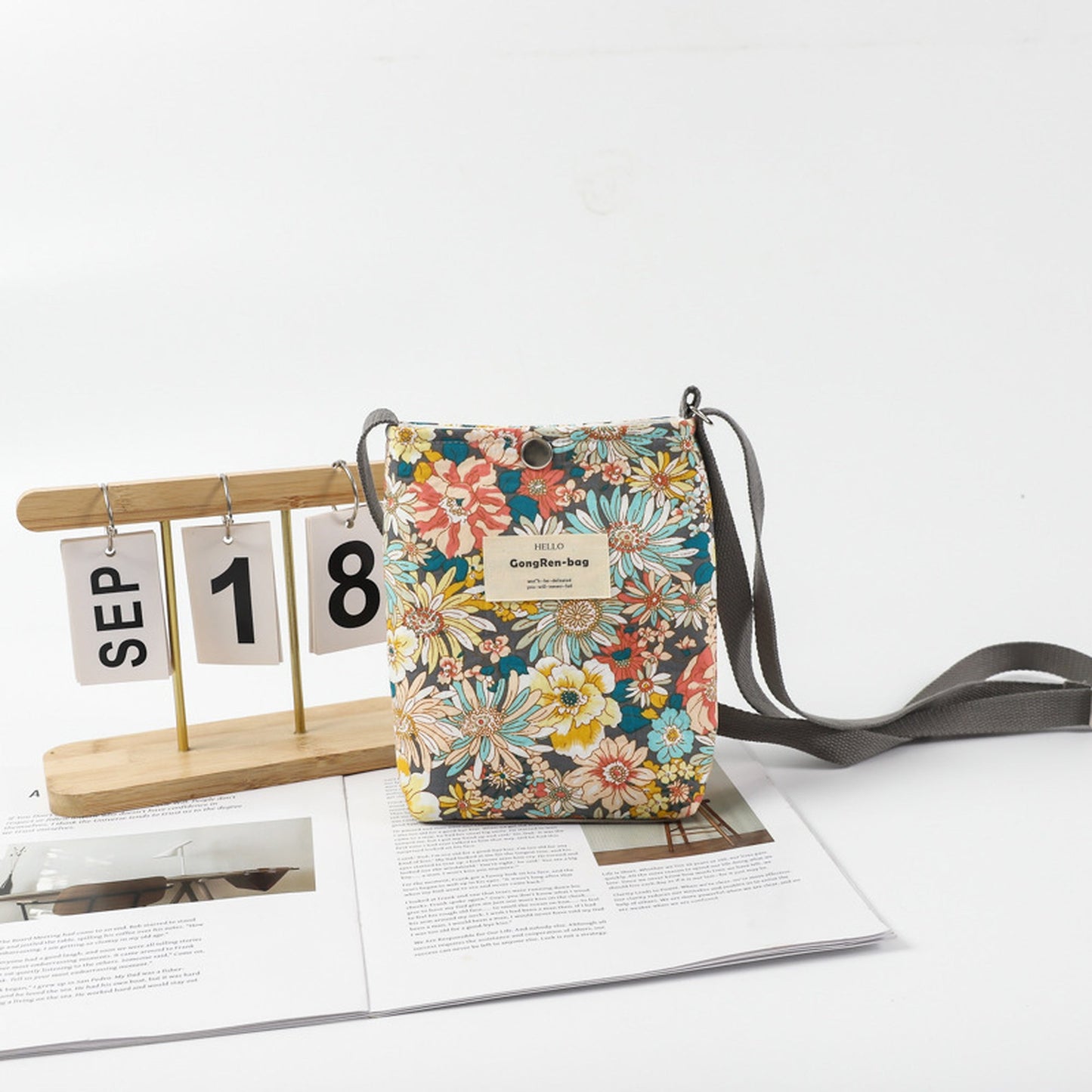 Anna-Kaci Women's Floral Canvas Crossbody Bag-Colorful Artistic Shoulder Purse