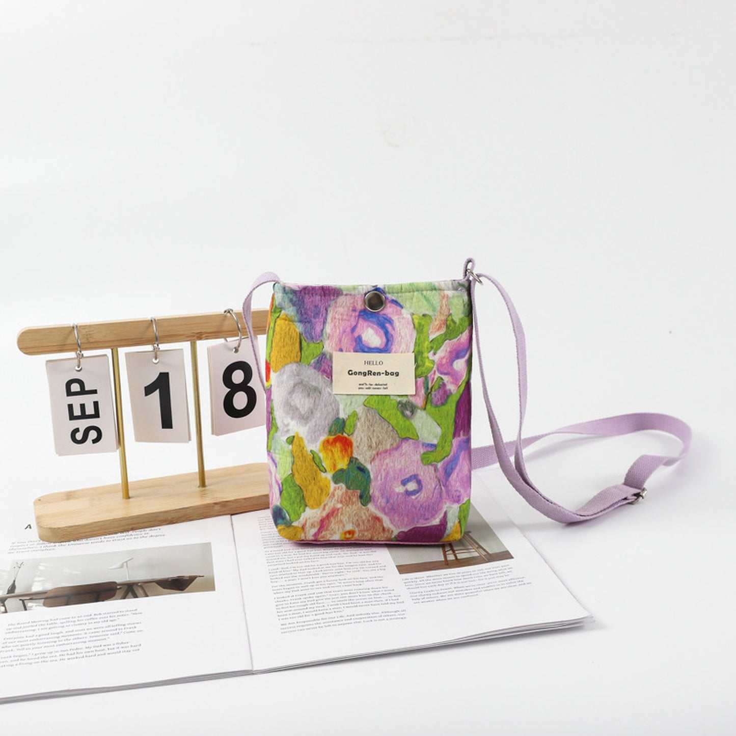 Anna-Kaci Women's Floral Canvas Crossbody Bag-Colorful Artistic Shoulder Purse