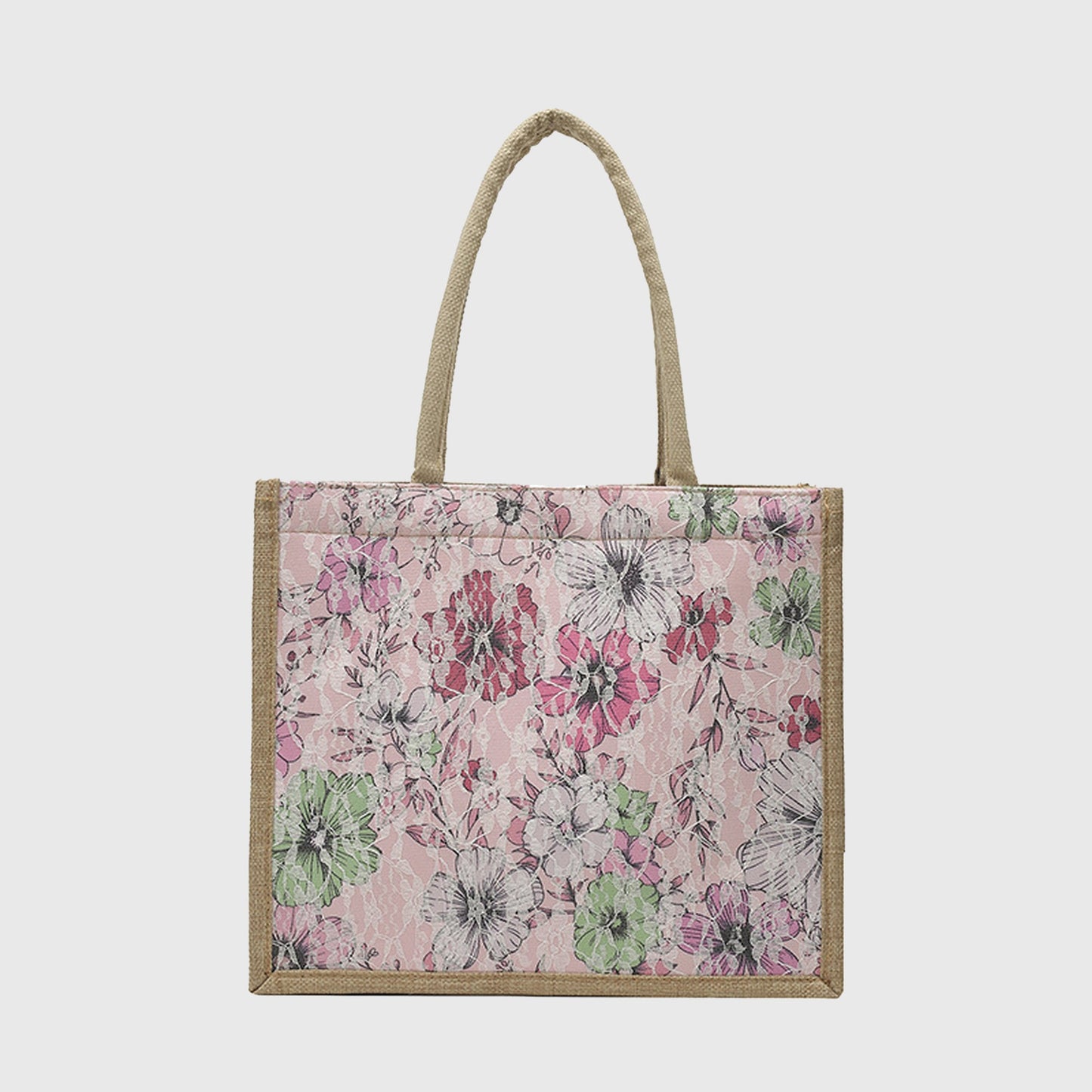 Anna-Kaci Women's Floral Linen-Polyester Tote Bag-Lightweight Floral Print Shopping Bag