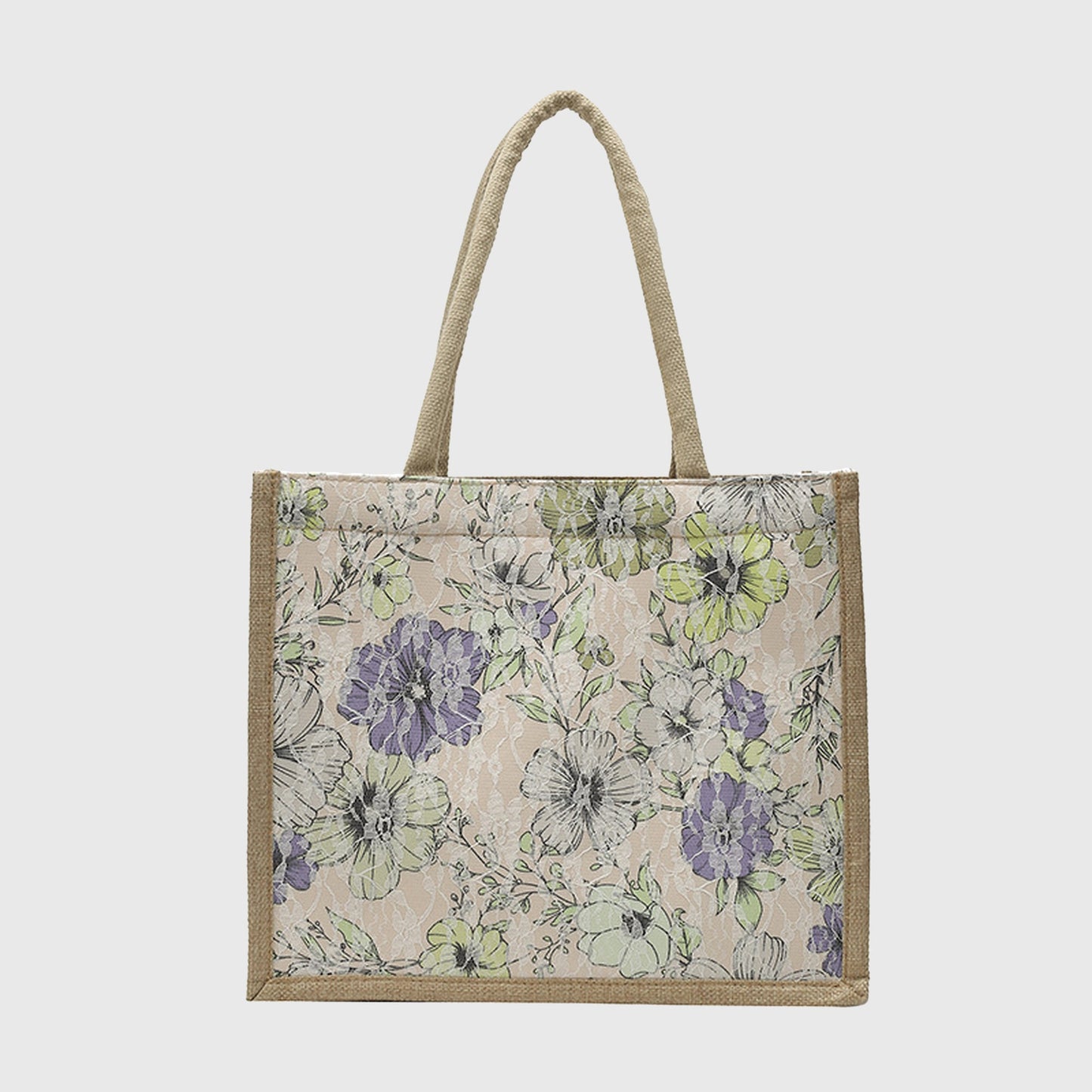 Anna-Kaci Women's Floral Linen-Polyester Tote Bag-Lightweight Floral Print Shopping Bag