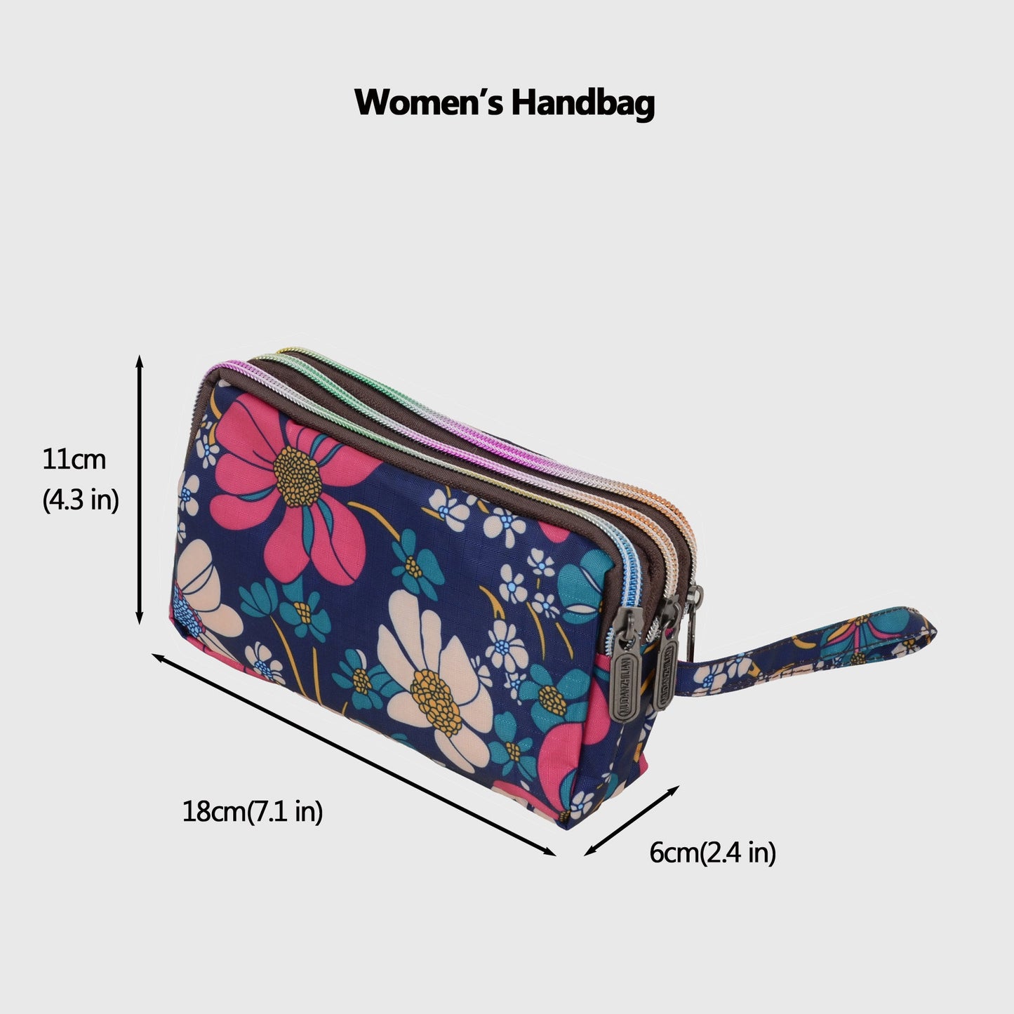Anna-Kaci Women¡¯s Floral Print Multi-Zip Nylon Wristlet Handbag