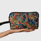 Anna-Kaci Women¡¯s Floral Print Multi-Zip Nylon Wristlet Handbag