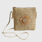 Anna-Kaci Women¡¯s Straw Woven Crossbody Bag with Sunflower Accent