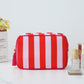 Anna-Kaci Women's Striped Cosmetic Bag with Tassel-Travel Makeup Organizer Pouch