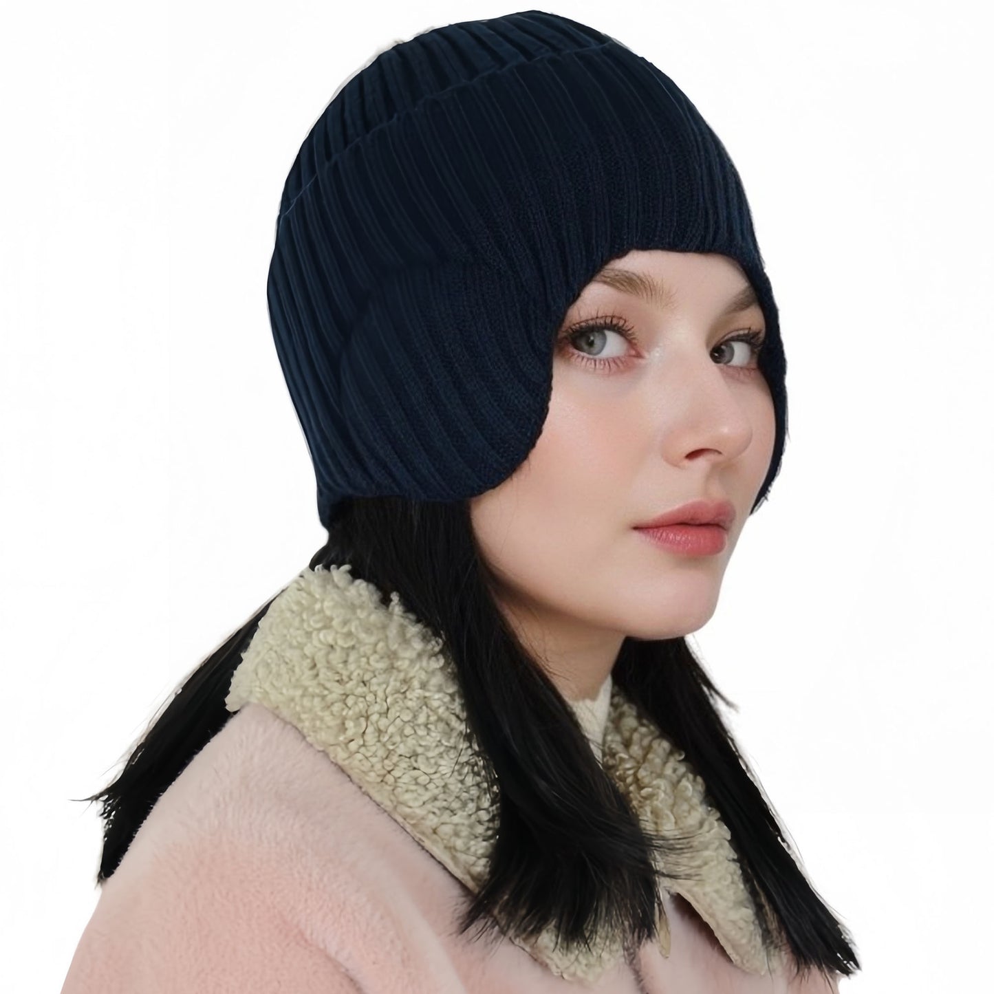 Alilang Warm Winter Knitted Beanie Hat with Earflap Daily Headwear Ski Mask for Men Women