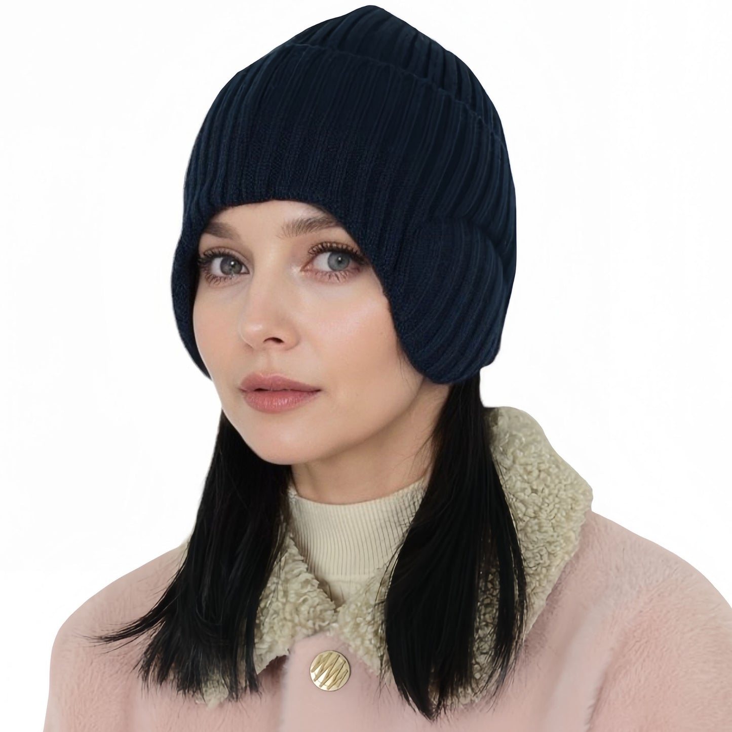 Alilang Warm Winter Knitted Beanie Hat with Earflap Daily Headwear Ski Mask for Men Women