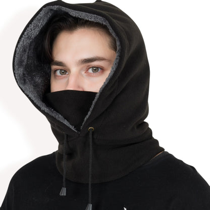 Men's Fleece Hooded Neck Warmer with Adjustable Drawstrings and Full Face Coverage for Cold Weather - ALILANG.COM
