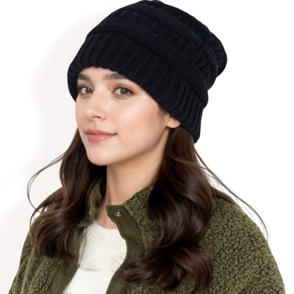 Anna-Kaci Women's Satin-Lined Knit Beanie for Hair Protection and Moisture Retention in a Cozy Slouch Design - ALILANG.COM