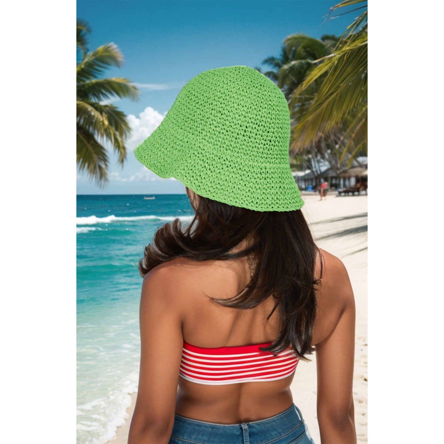 Crochet Raffia Bucket Hat Lightweight Foldable Wide Brim Sun Hat for Stylish Summer Protection