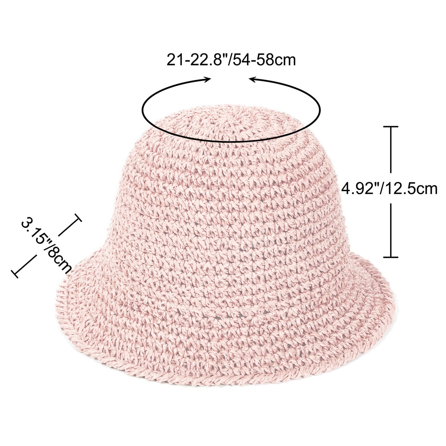 Crochet Raffia Bucket Hat Lightweight Foldable Wide Brim Sun Hat for Stylish Summer Protection