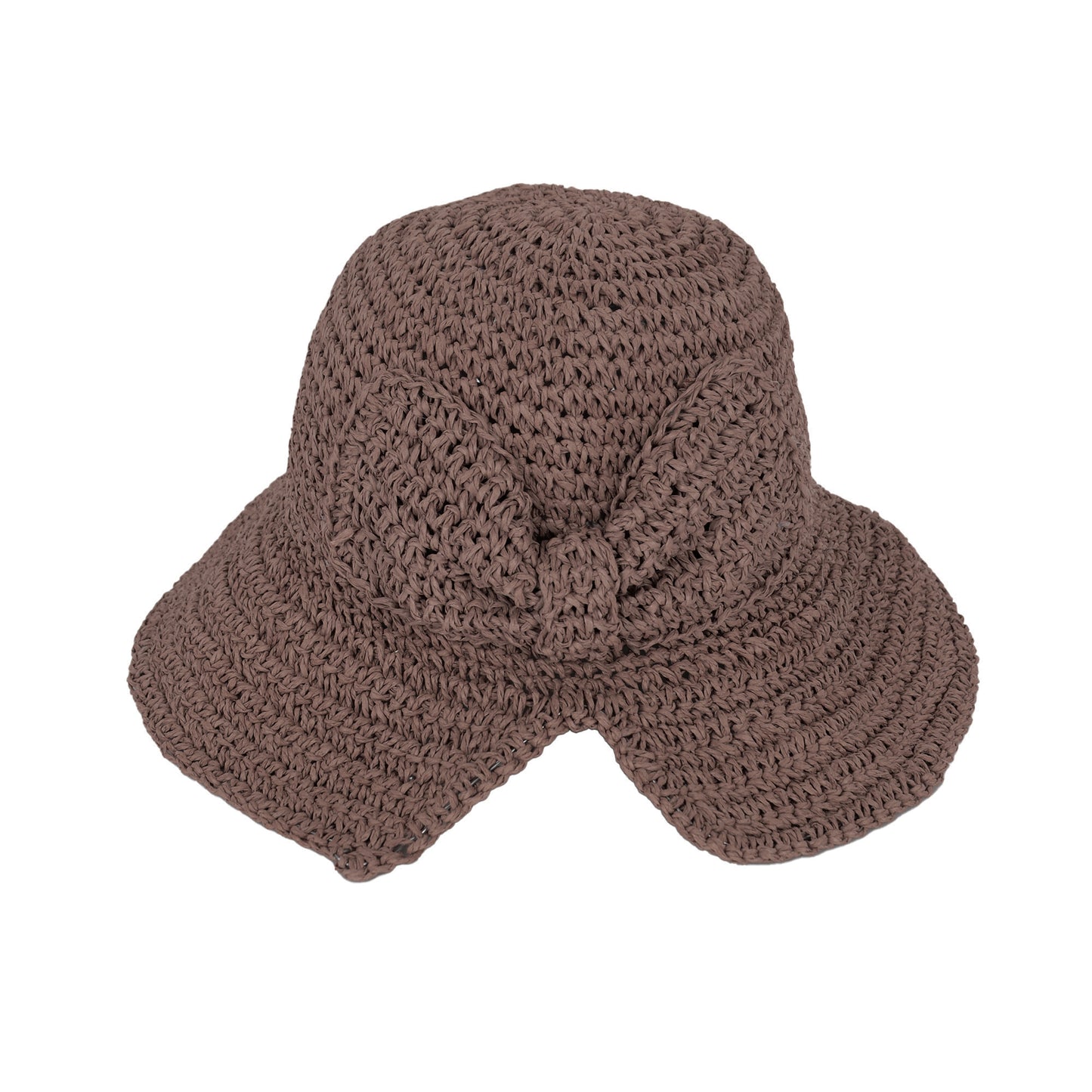 Crochet Raffia Sun Hat with Wide Brim and Bow Detail Foldable Summer Beach Hat for Stylish Sun Protection