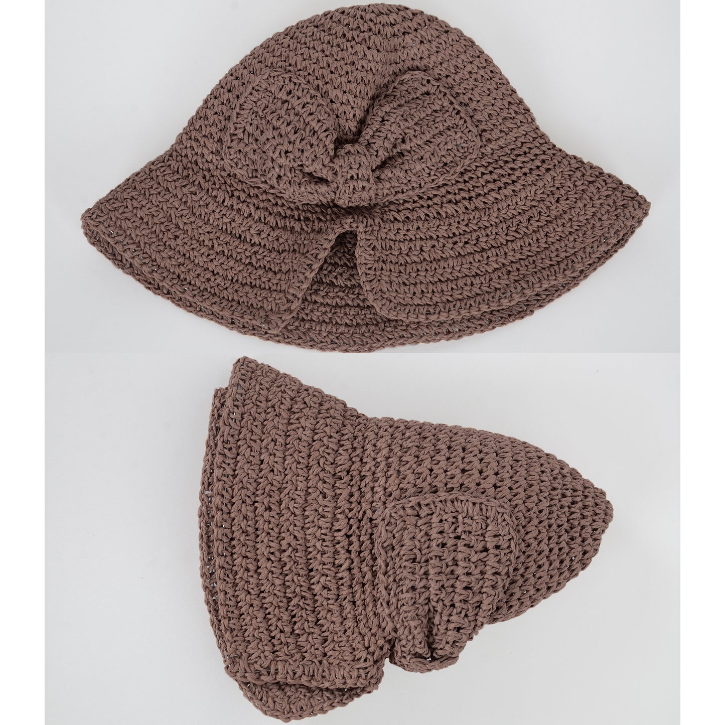 Crochet Raffia Sun Hat with Wide Brim and Bow Detail Foldable Summer Beach Hat for Stylish Sun Protection
