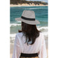 Wide Brim Straw Fedora Sun Hat with Black Band Lightweight Packable Summer Panama Hat for UV Protection
