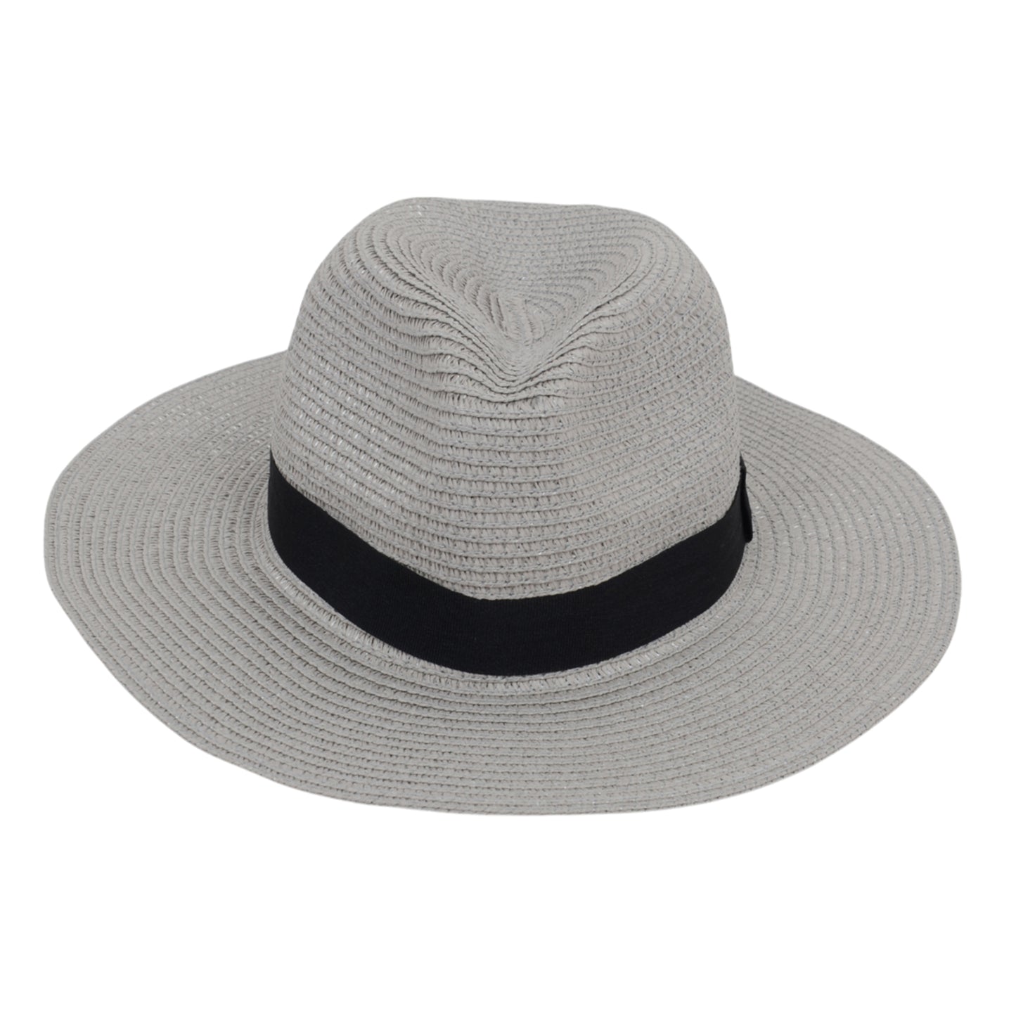 Wide Brim Straw Fedora Sun Hat with Black Band Lightweight Packable Summer Panama Hat for UV Protection