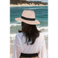 Wide Brim Straw Fedora Sun Hat with Black Band Lightweight Packable Summer Panama Hat for UV Protection
