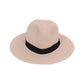 Wide Brim Straw Fedora Sun Hat with Black Band Lightweight Packable Summer Panama Hat for UV Protection