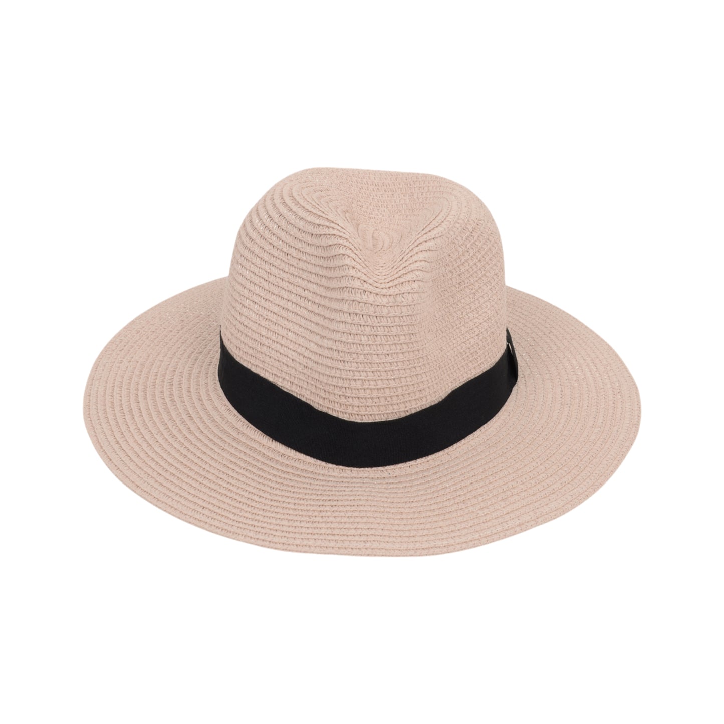 Wide Brim Straw Fedora Sun Hat with Black Band Lightweight Packable Summer Panama Hat for UV Protection