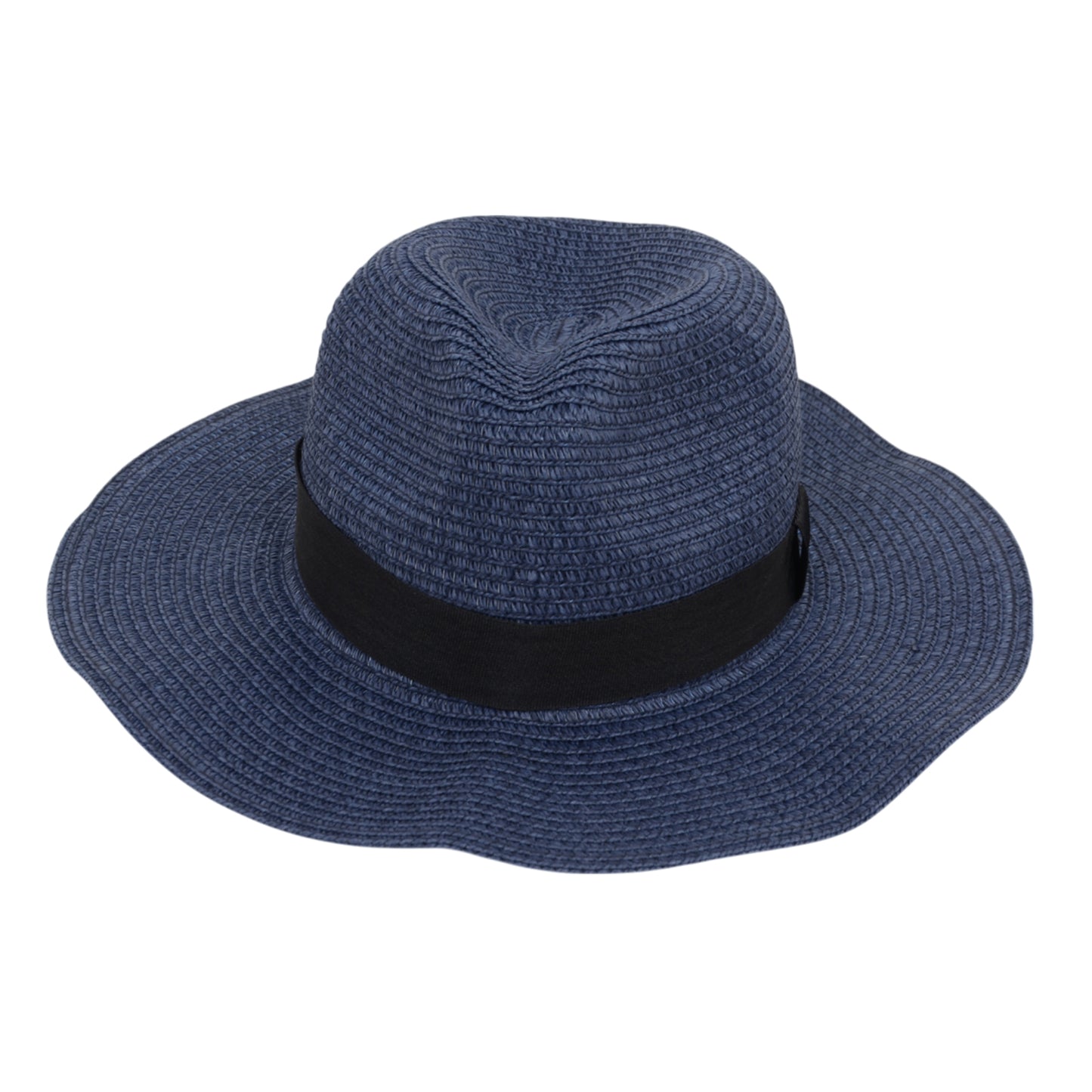 Wide Brim Straw Fedora Sun Hat with Black Band Lightweight Packable Summer Panama Hat for UV Protection