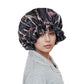 Anna-Kaci Satin Lined Print Bonnet Large Ruffled Edge Adjustable Sleep Cap for Natural Hair Protection
