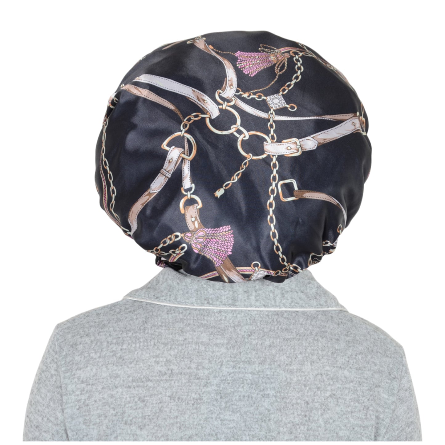Anna-Kaci Satin Lined Print Bonnet Large Ruffled Edge Adjustable Sleep Cap for Natural Hair Protection