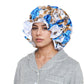 Anna-Kaci Satin Lined Print Bonnet Large Ruffled Edge Adjustable Sleep Cap for Natural Hair Protection