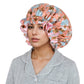 Anna-Kaci Satin Lined Print Bonnet Large Ruffled Edge Adjustable Sleep Cap for Natural Hair Protection