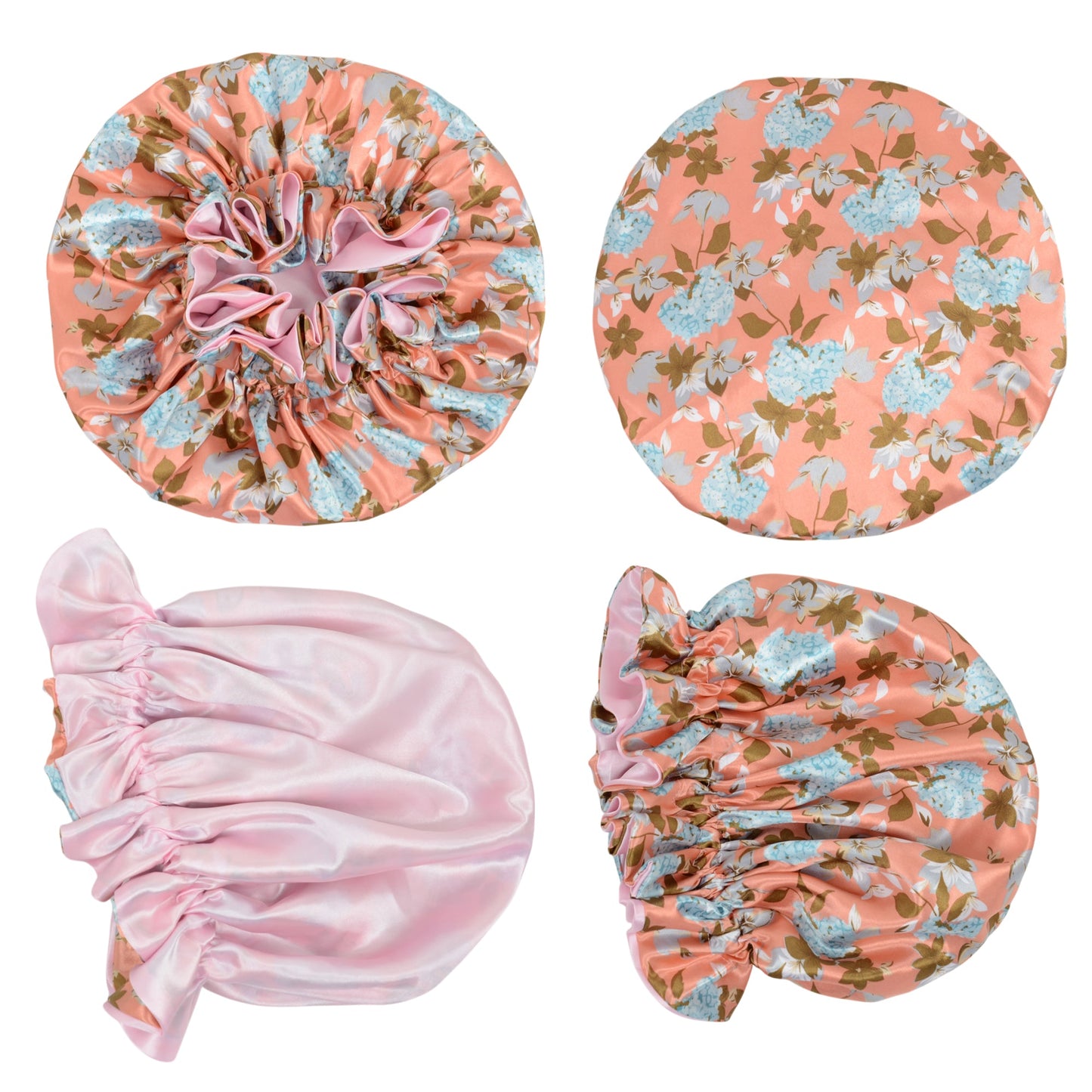 Anna-Kaci Satin Lined Print Bonnet Large Ruffled Edge Adjustable Sleep Cap for Natural Hair Protection