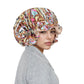Anna-Kaci Satin Lined Print Bonnet Large Ruffled Edge Adjustable Sleep Cap for Natural Hair Protection