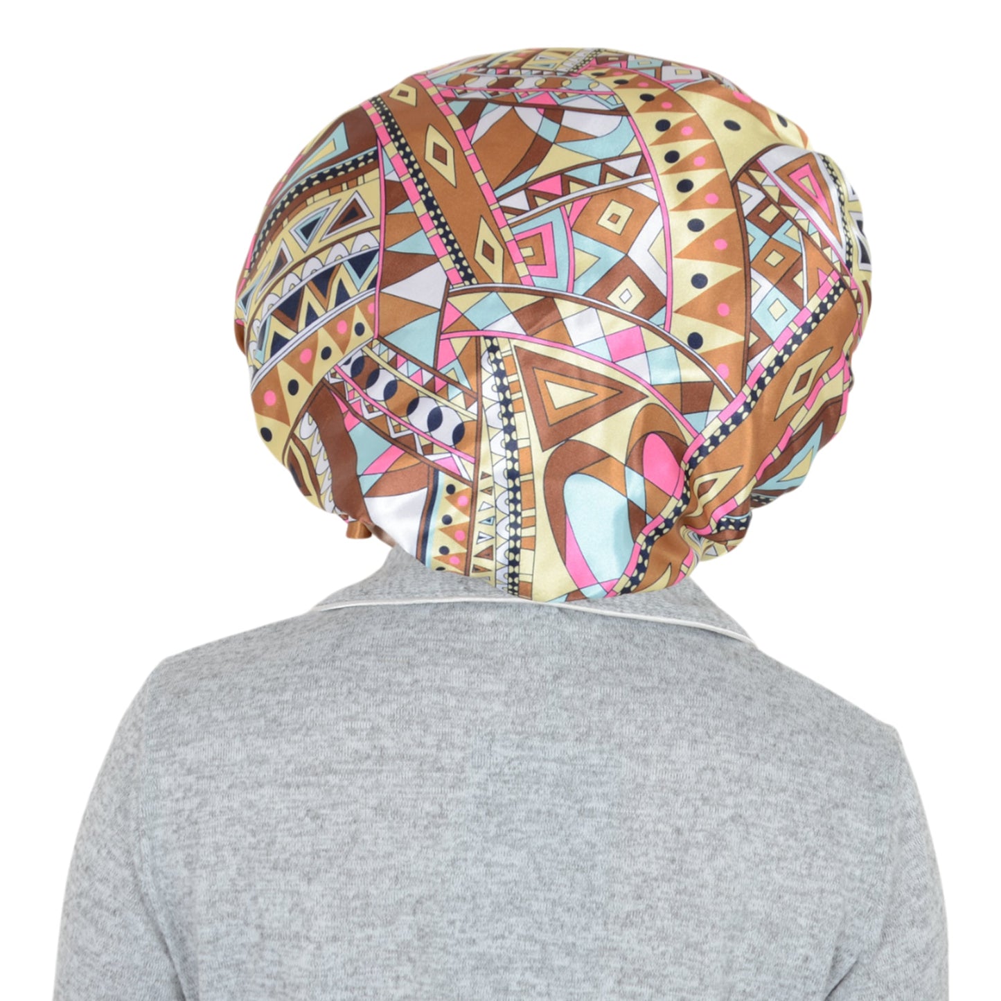 Anna-Kaci Satin Lined Print Bonnet Large Ruffled Edge Adjustable Sleep Cap for Natural Hair Protection