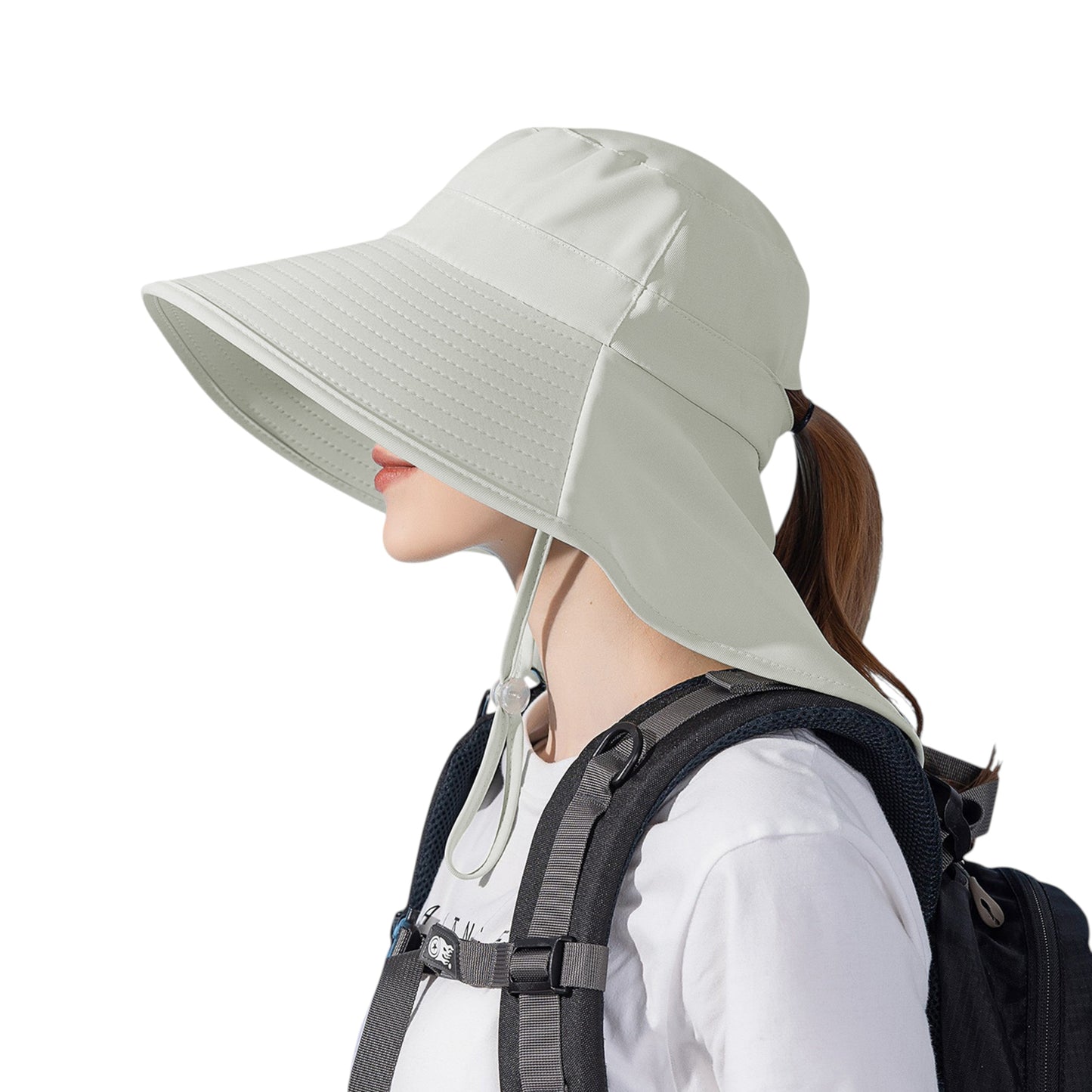 Anna-Kaci Women Ponytail Sun Hat Wide Brim Sun Hat with Flap Packable Adjustable Summer Beach Hat