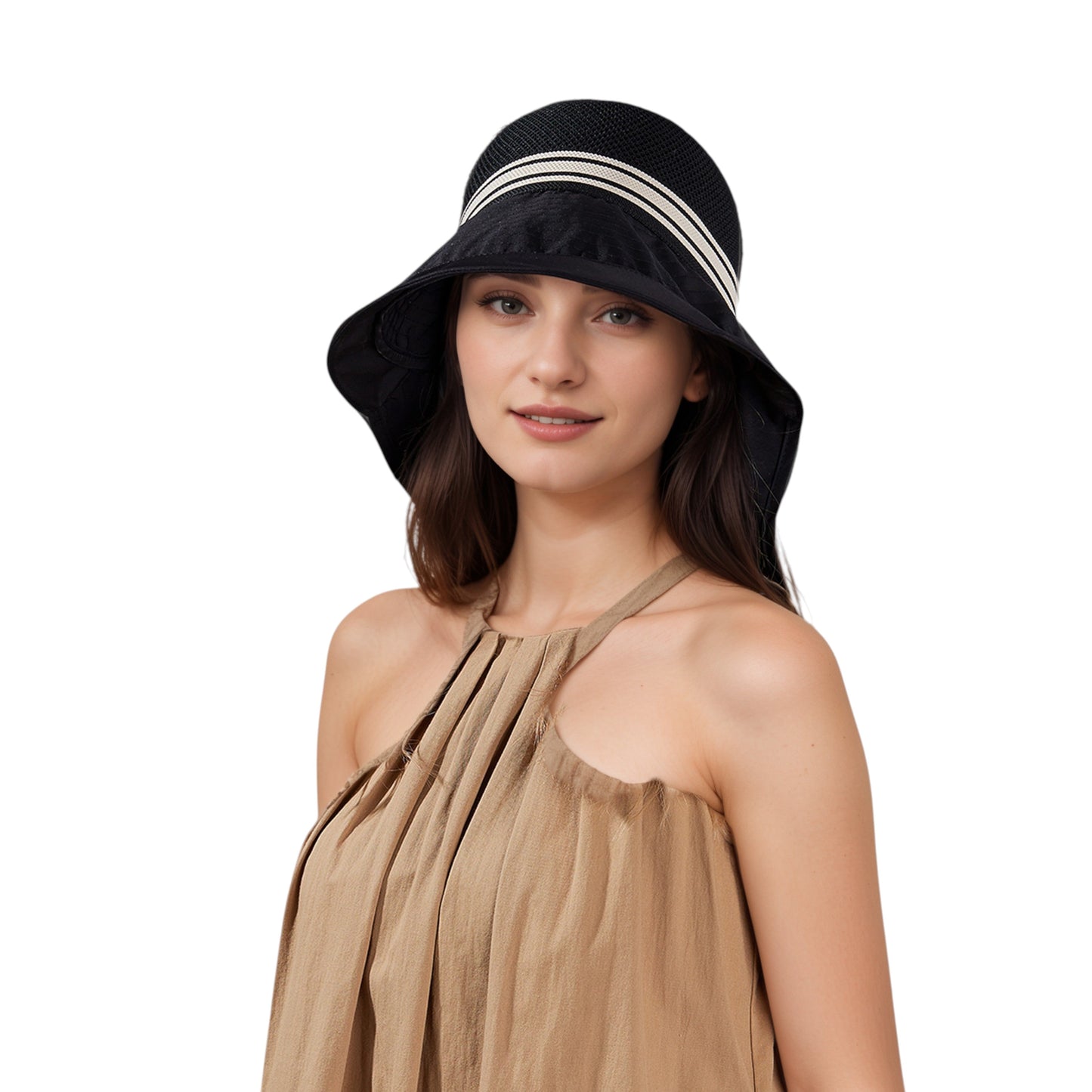 Anna-Kaci Wide Brim Mesh Sun Hat with Back Bow UV Protection Foldable Travel Hat for Women Outdoor Summer Style