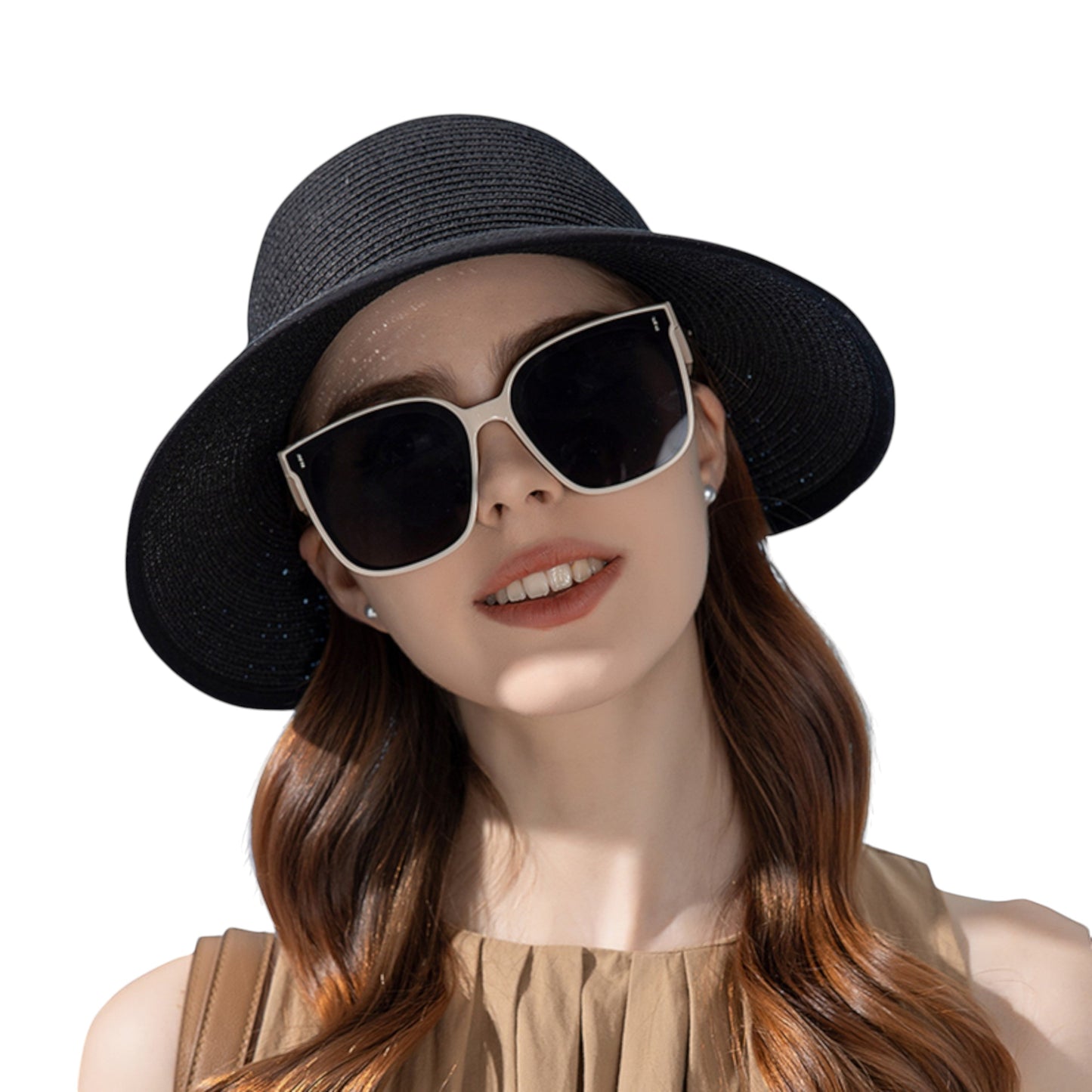 Anna-Kaci Roll Up Wide Brim Visor Sun Hat with Ponytail Hole and UV Protection Lightweight Packable Foldable Summer Cap