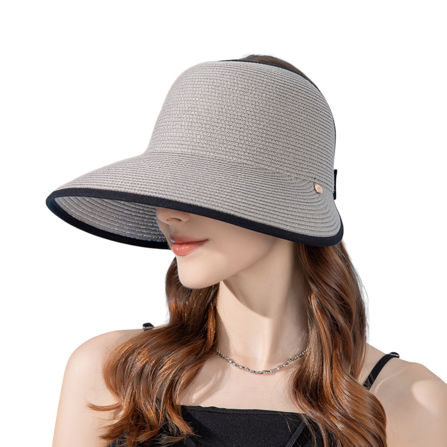 Anna-Kaci Roll Up Wide Brim Visor Sun Hat with Ponytail Hole and UV Protection Lightweight Packable Foldable Summer Cap