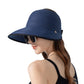 Anna-Kaci Roll Up Wide Brim Visor Sun Hat with Ponytail Hole and UV Protection Lightweight Packable Foldable Summer Cap
