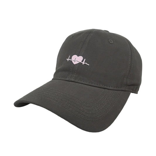 Anna-Kaci Women's Embroidered Heartbeat Baseball Cap with Adjustable Strap and Curved Brim Casual Cotton Hat