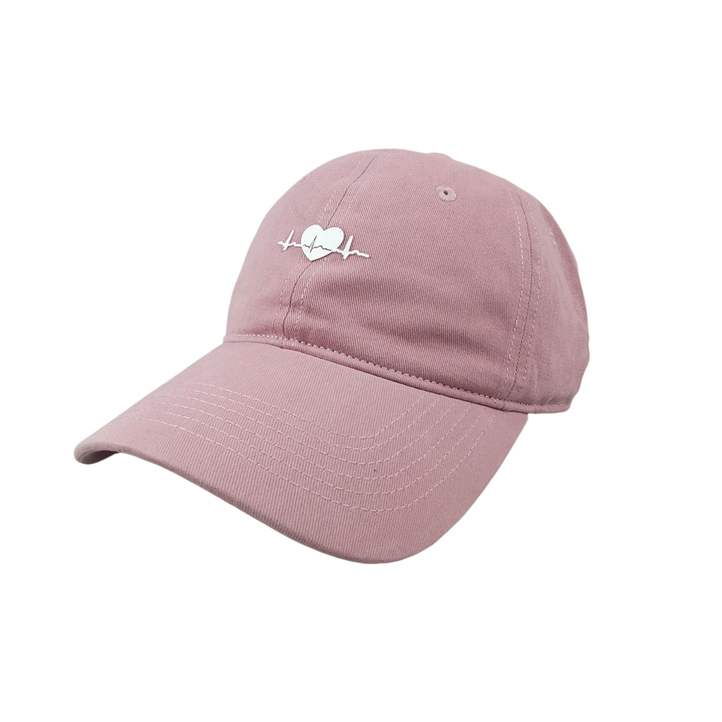 Anna-Kaci Women's Embroidered Heartbeat Baseball Cap with Adjustable Strap and Curved Brim Casual Cotton Hat