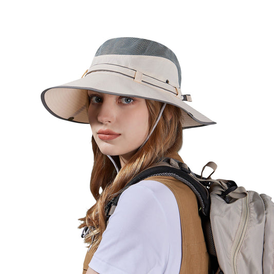 Anna-Kaci Wide Brim Outdoor Hat with Mesh Ventilation Snap-Up Sides and Chin Strap for Hiking, Beach, Travel, and Sun Protection