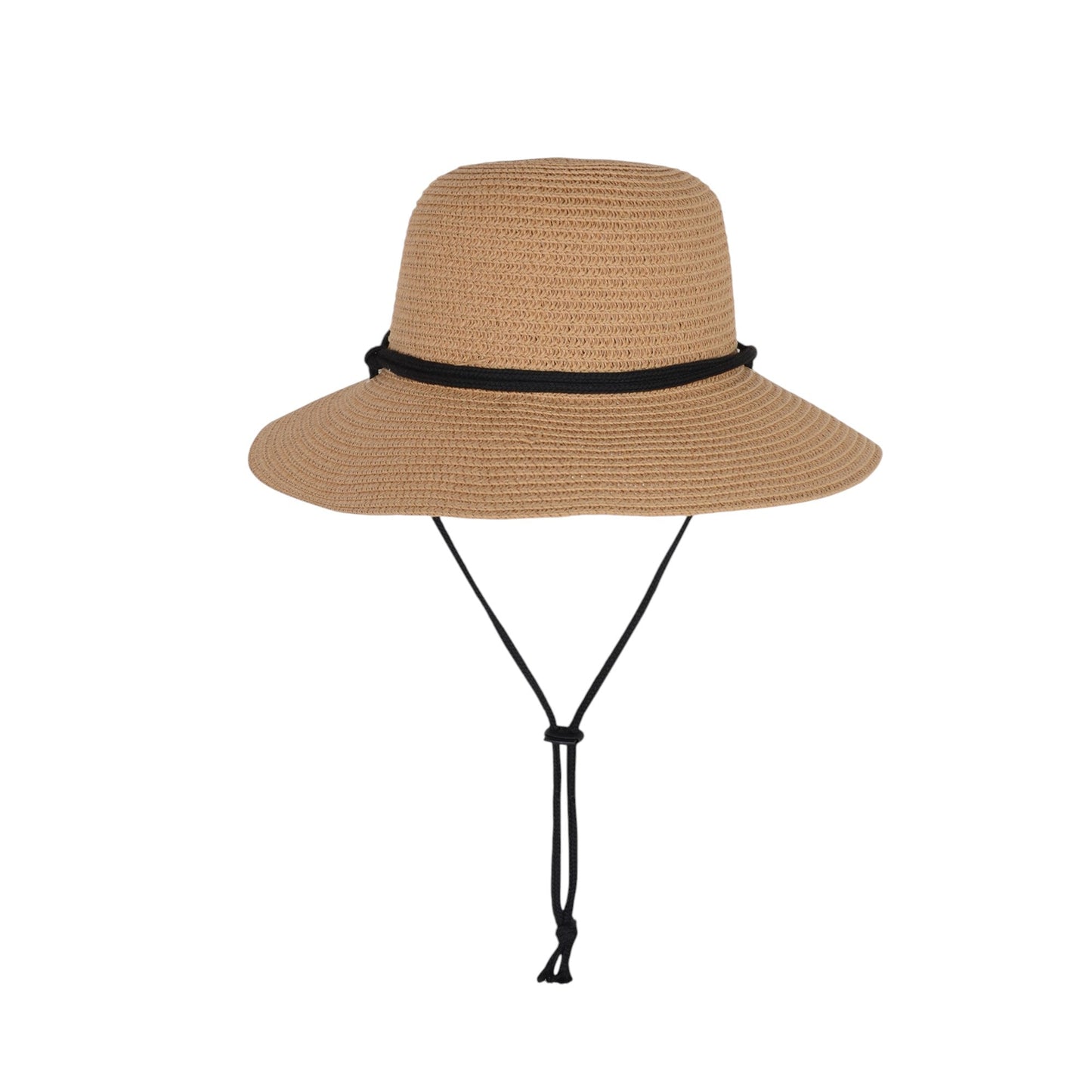 Anna-Kaci Wide Brim Straw Sun Hat with Chin Strap and Black Cord Detail for Outdoor Protection and Stylish Shade