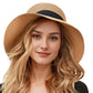 Anna-Kaci Wide Brim Straw Sun Hat with Black Ribbon Bow Adjustable Chin Strap Inner Sweatband for Outdoor and Travel Use