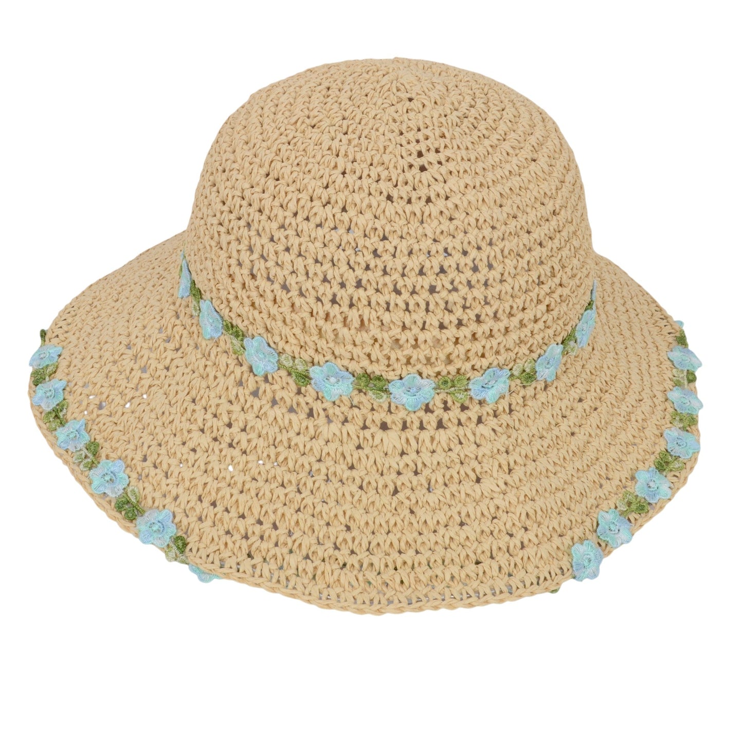 Anna-Kaci Women's Flower Embellishments Sun Hats Charming Crocheted Straw