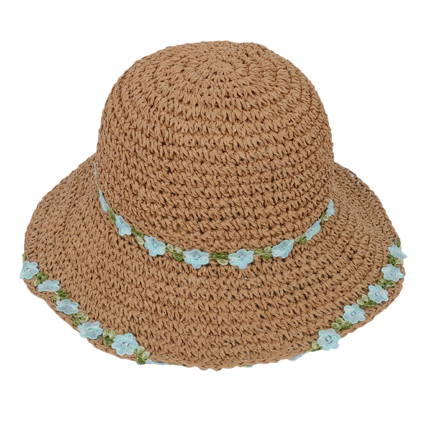 Anna-Kaci Women's Flower Embellishments Sun Hats Charming Crocheted Straw