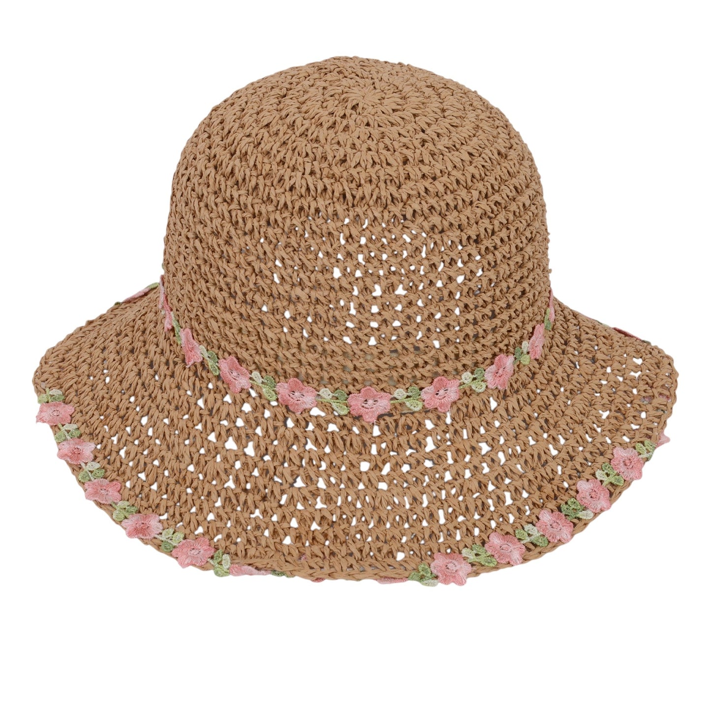 Anna-Kaci Women's Flower Embellishments Sun Hats Charming Crocheted Straw