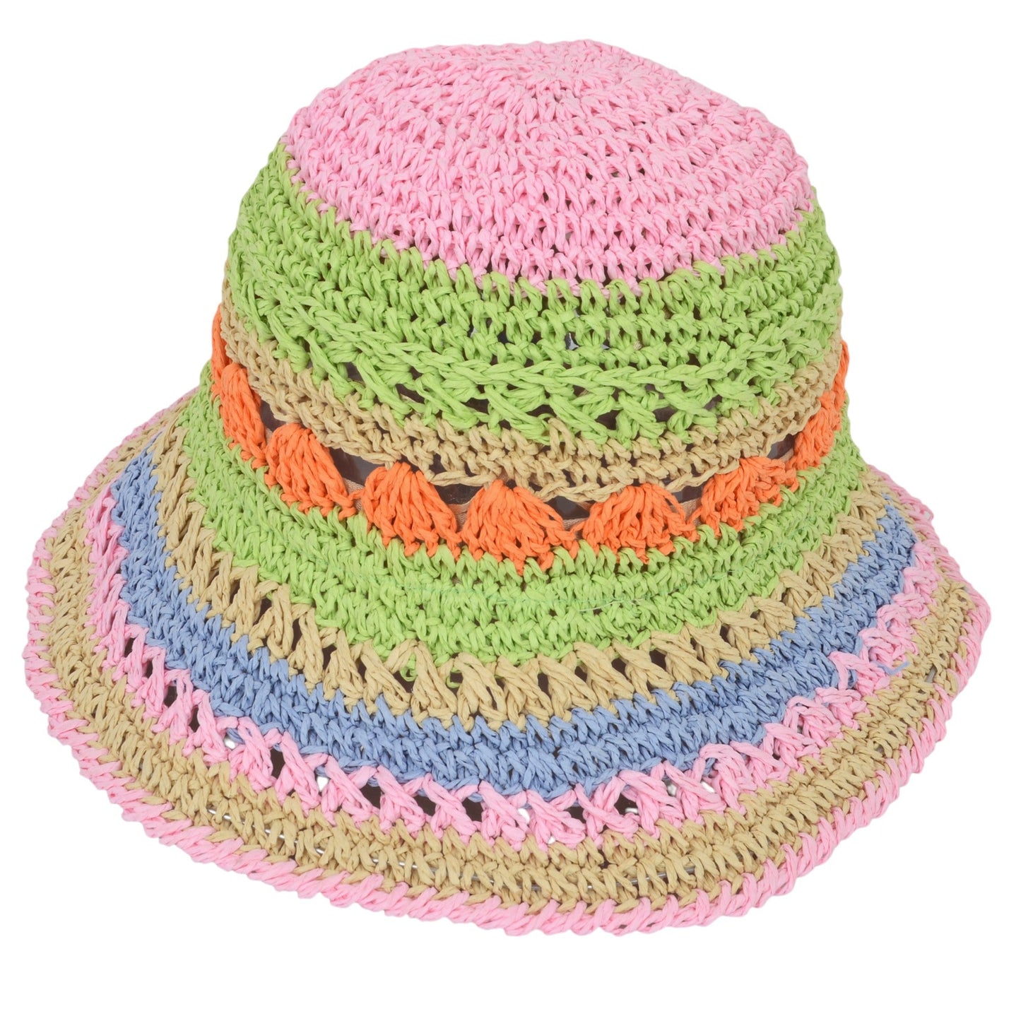 Anna-Kaci Women's Vibrant Multicolored Crochet Bucket Hat
