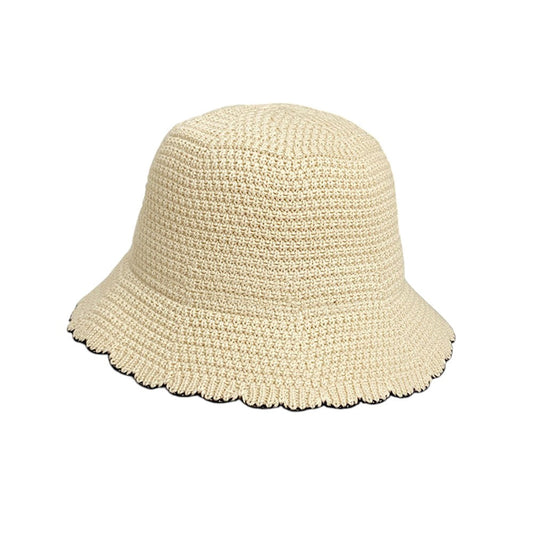 Anna-Kaci Women's Woven Floppy Bucket Hat with Scalloped Brim Edge Detail