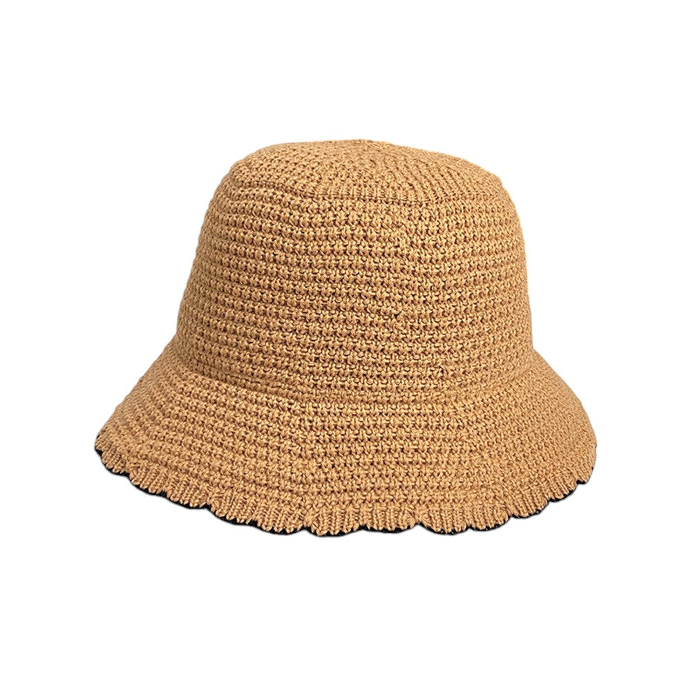 Anna-Kaci Women's Woven Floppy Bucket Hat with Scalloped Brim Edge Detail