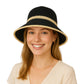 Anna-Kaci Packable Crochet Straw Bucket Hat with Two-Tone Design Lightweight Summer Sun Hat for Beach Travel Hiking Outdoor Use
