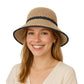 Anna-Kaci Packable Crochet Straw Bucket Hat with Two-Tone Design Lightweight Summer Sun Hat for Beach Travel Hiking Outdoor Use