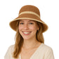 Anna-Kaci Packable Crochet Straw Bucket Hat with Two-Tone Design Lightweight Summer Sun Hat for Beach Travel Hiking Outdoor Use