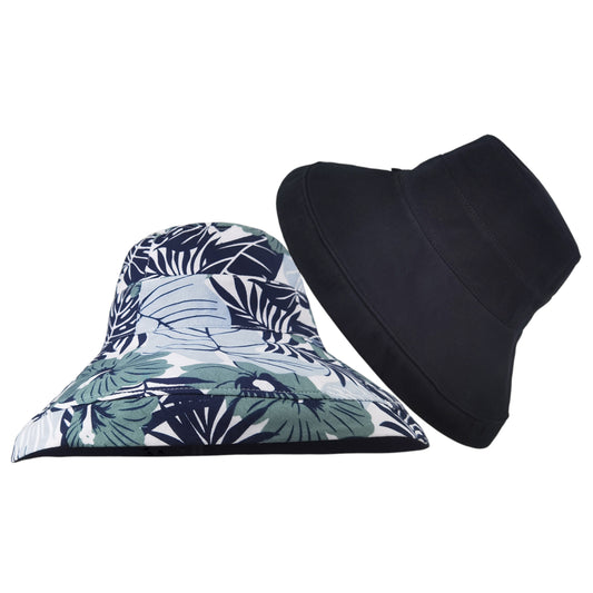 Anna-Kaci Women's 2-in-1 Double-Sided Bucket Hat with Floral & Solid Design