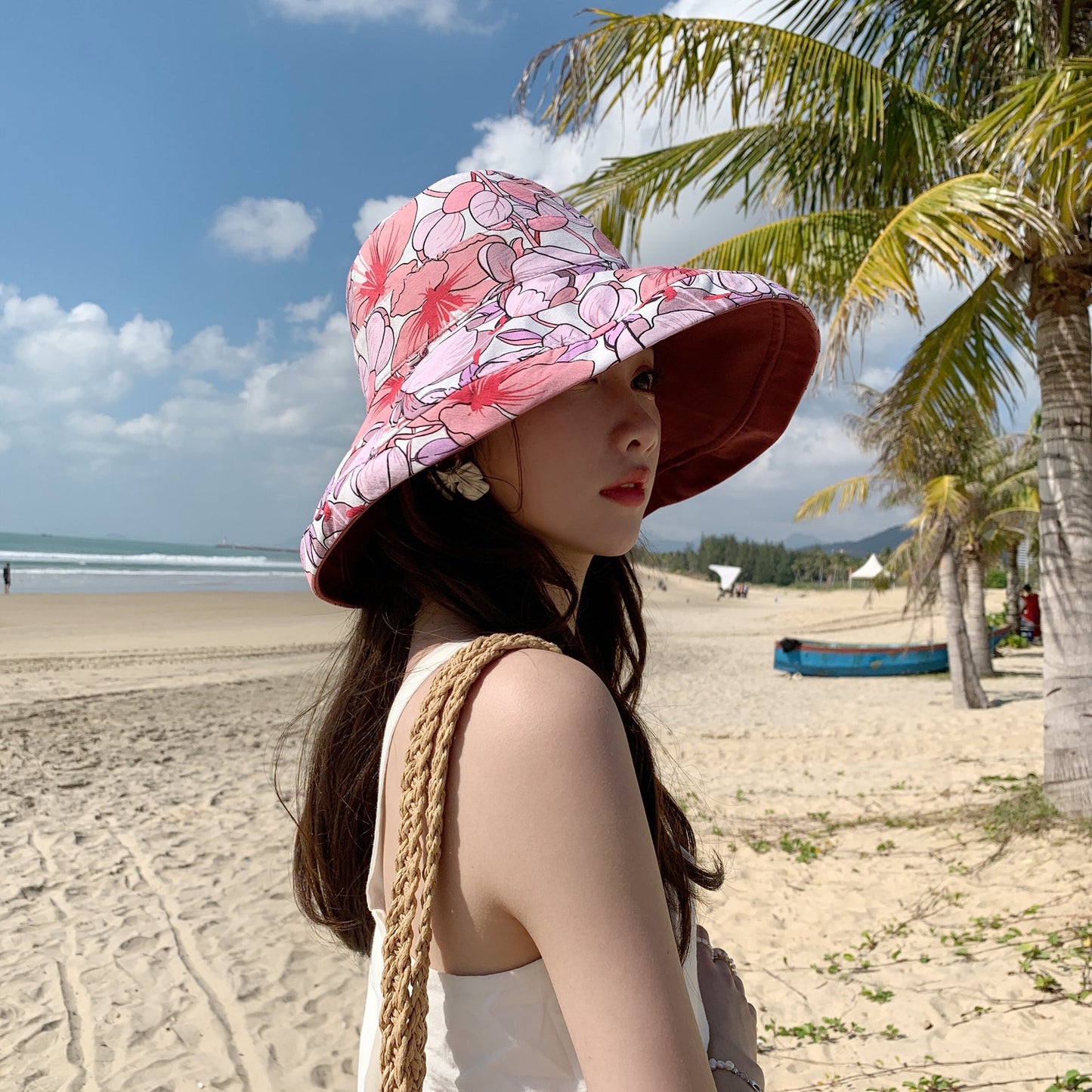 Anna-Kaci 2-in-1 Women's Floral & Solid Double-Sided Bucket Hat for Outdoor